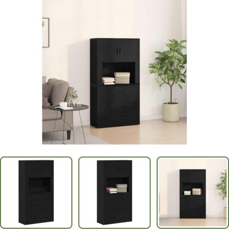 Credenza in legno - Credenza Rovere Nero 80 x 33 x 150 cm Legno multistrato