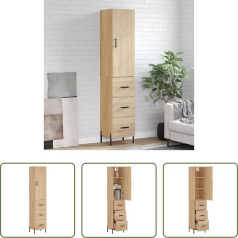 Credenza in legno -  Credenza Rovere Sonoma 34,5x34x180 cm in Legno Multistrato