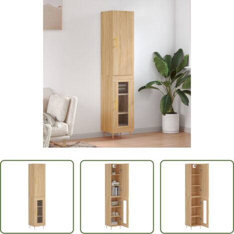 Credenza in legno -  Credenza Rovere Sonoma 34,5x34x180 cm in Legno Multistrato
