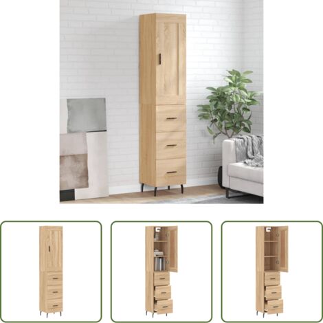 Credenza in legno -  Credenza Rovere Sonoma 34,5x34x180 cm in Legno Multistrato