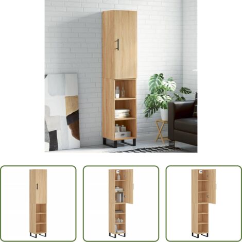 Credenza in legno -  Credenza Rovere Sonoma 34,5x34x180 cm in Legno Multistrato