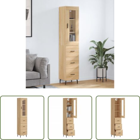 Credenza in legno -  Credenza Rovere Sonoma 34,5x34x180 cm in Legno Multistrato