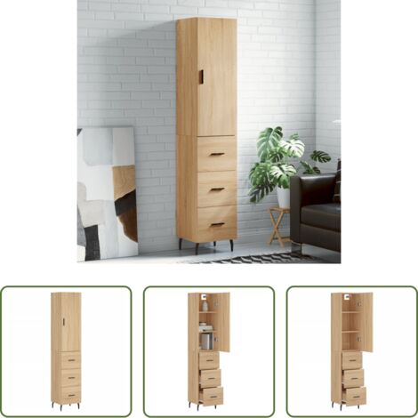 Credenza in legno -  Credenza Rovere Sonoma 34,5x34x180 cm in Legno Multistrato