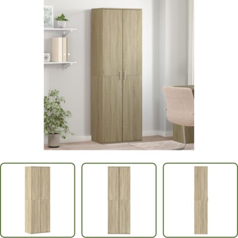 Credenza in legno -  Credenza Rovere Sonoma 60x35x180 cm in Legno Multistrato
