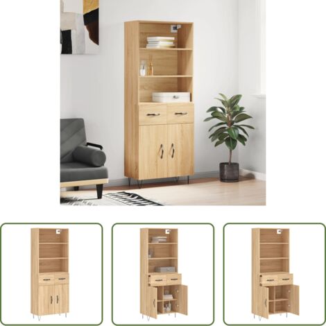 Credenza in legno -  Credenza Rovere Sonoma 69,5x34x180 cm in Legno Multistrato