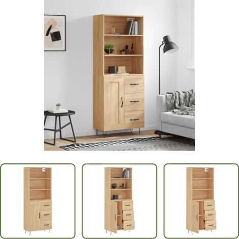 Credenza in legno -  Credenza Rovere Sonoma 69,5x34x180 cm in Legno Multistrato