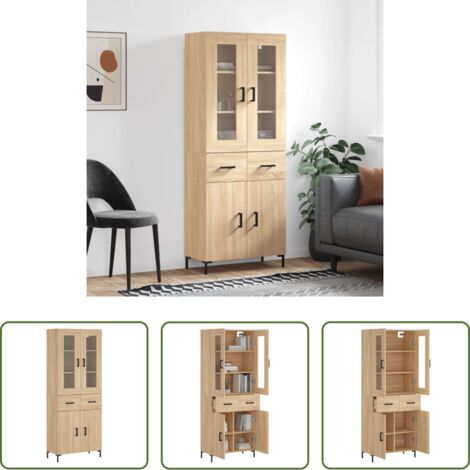 Credenza in legno -  Credenza Rovere Sonoma 69,5x34x180 cm in Legno Multistrato