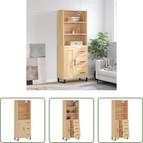 Credenza in legno -  Credenza Rovere Sonoma 69,5x34x180 cm in Legno Multistrato