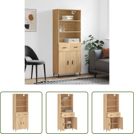 Credenza in legno -  Credenza Rovere Sonoma 69,5x34x180 cm in Legno Multistrato