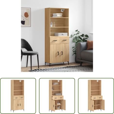 Credenza in legno -  Credenza Rovere Sonoma 69,5x34x180 cm in Legno Multistrato