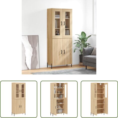 Credenza in legno -  Credenza Rovere Sonoma 69,5x34x180 cm in Legno Multistrato