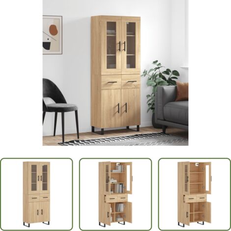 Credenza in legno -  Credenza Rovere Sonoma 69,5x34x180 cm in Legno Multistrato