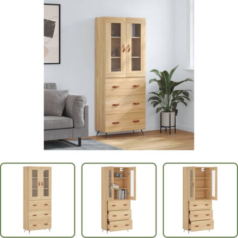 Credenza in legno - Credenza Rovere Sonoma 69,5x34x180 cm in Legno Multistrato