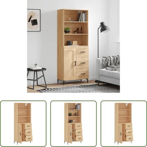 Credenza in legno - Credenza Rovere Sonoma 69,5x34x180 cm in Legno Multistrato