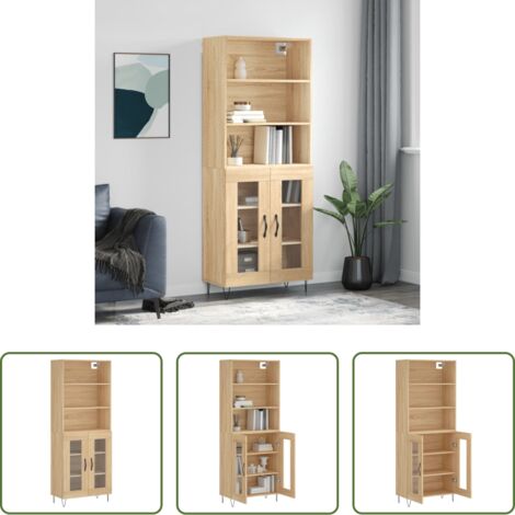 Credenza in legno -  Credenza Rovere Sonoma 69,5x34x180 cm in Legno Multistrato