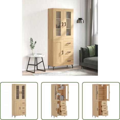 Credenza in legno -  Credenza Rovere Sonoma 69,5x34x180 cm in Legno Multistrato