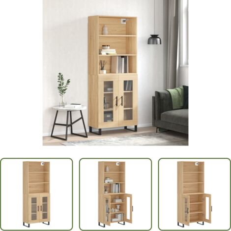 Credenza in legno -  Credenza Rovere Sonoma 69,5x34x180 cm in Legno Multistrato