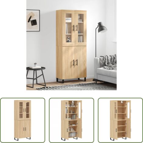 Credenza in legno -  Credenza Rovere Sonoma 69,5x34x180 cm in Legno Multistrato