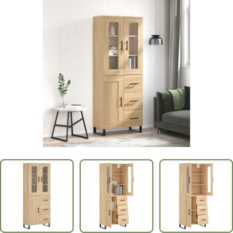 Credenza in legno -  Credenza Rovere Sonoma 69,5x34x180 cm in Legno Multistrato