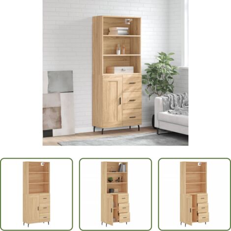 Credenza in legno - Credenza Rovere Sonoma 69,5x34x180 cm in Legno Multistrato