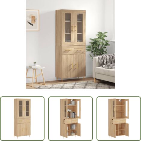 Credenza in legno -  Credenza Rovere Sonoma 69,5x34x180 cm in Legno Multistrato