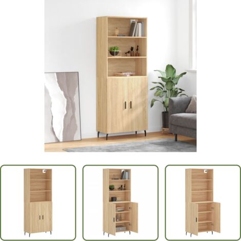 Credenza in legno -  Credenza Rovere Sonoma 69,5x34x180 cm in Legno Multistrato