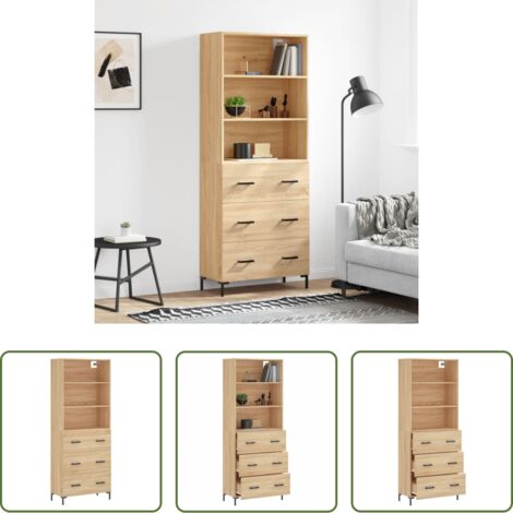 Credenza in legno -  Credenza Rovere Sonoma 69,5x34x180 cm in Legno Multistrato