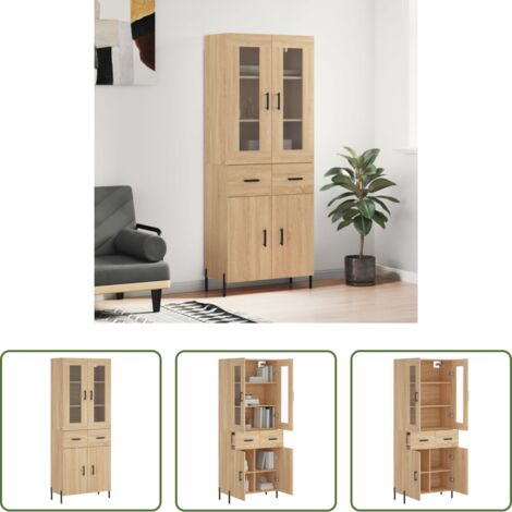 Credenza in legno -  Credenza Rovere Sonoma 69,5x34x180 cm in Legno Multistrato