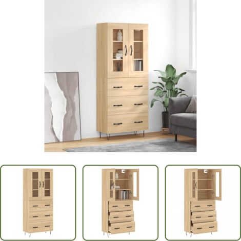 Credenza in legno -  Credenza Rovere Sonoma 69,5x34x180 cm in Legno Multistrato