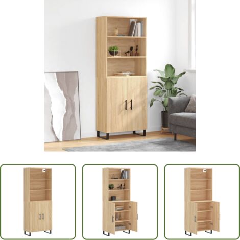 Credenza in legno -  Credenza Rovere Sonoma 69,5x34x180 cm in Legno Multistrato