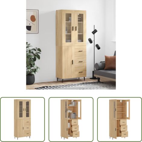 Credenza in legno - Credenza Rovere Sonoma 69,5x34x180 cm in Legno Multistrato