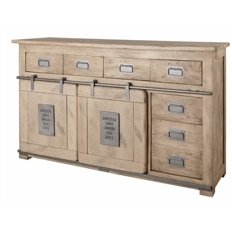 credenza in legno di Mango 150x45x90 sbiancato laccato RAILWAY 320