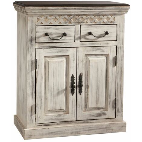 MASSIVMOEBEL24 credenza in legno di mango / acacia 70x40x85 bianco cerato CASTLE-ANTIK 209