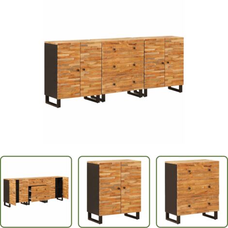 Credenza in legno di mango -  Credenza 3 pcs Marrone 60 x 33 x 75 cm Legno di mango massello