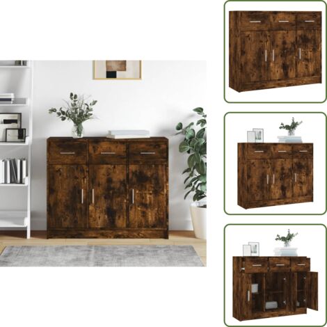 Credenza in legno fumo - vidaXL Credenza Rovere Fumo 91x28x75 cm in Legno Multistrato -