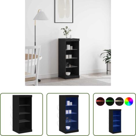 Credenza in legno -  Madia LED Rovere Nero 41 x 37 x 100 cm Legno multistrato