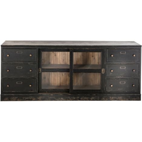 Credenza in legno massello e vetro L280 cm - AMSTERDAM