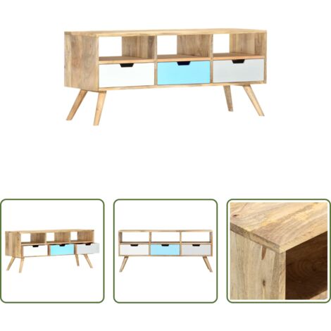 Credenza in legno -  Mobile Porta TV 110x35x48 cm Legno Massello di Mango