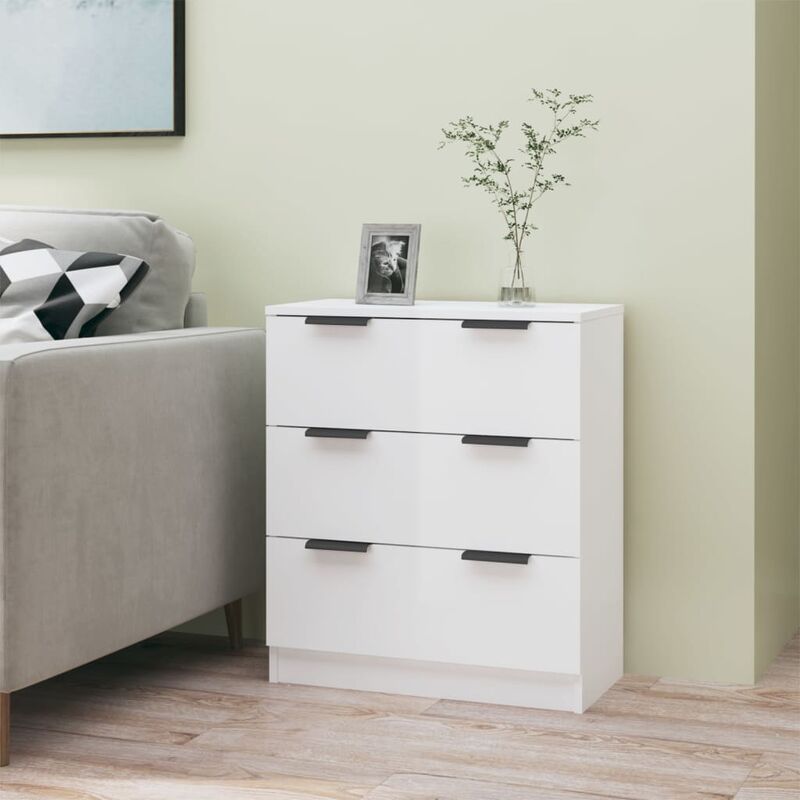 Credenza, Mobile Moderno Bianco Lucido 60x30x70 cm in Legno Multistrato Vidaxl 2458