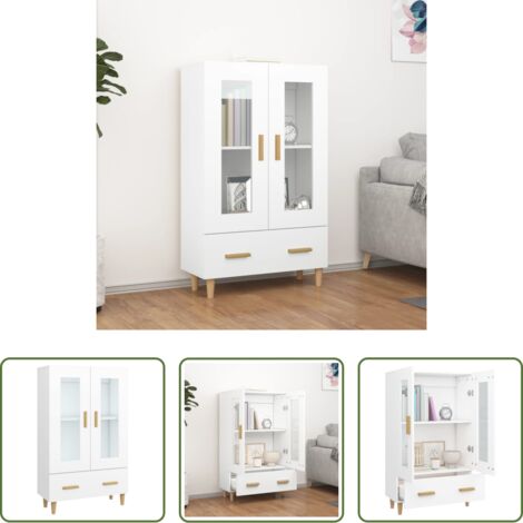 Credenza in legno multistrato -  Credenza Bianca 70x31x115 cm in Legno Ingegnerizzato