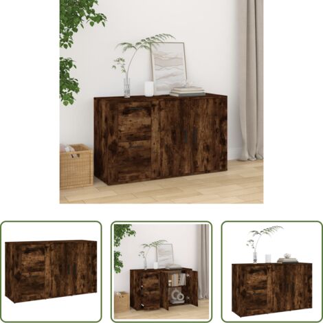 Credenza in legno multistrato -  Credenza Rovere Fumo 100x33x59,5 cm in Legno Multistrato