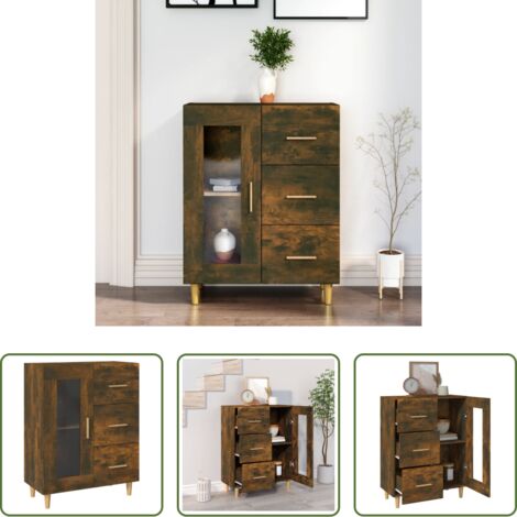 Credenza in legno multistrato -  Credenza Rovere Fumo 69,5x34x90 cm in Legno Multistrato