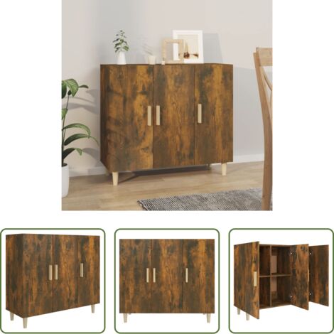 Credenza in legno multistrato -  Credenza Rovere Fumo 90x34x80 cm in Legno Multistrato