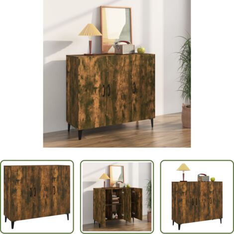 Credenza in legno multistrato -  Credenza Rovere Fumo 90x34x80 cm in Legno Multistrato
