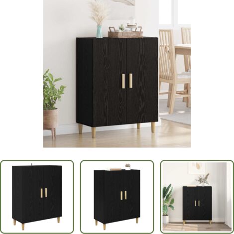 Credenza in legno multistrato -  Credenza Rovere Nero 70 x 34 x 90 cm Legno multistrato