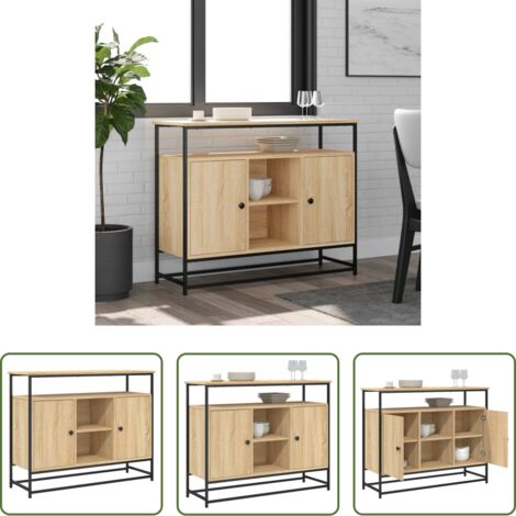 Credenza in legno multistrato -  Credenza Rovere Sonoma 100x35x80 cm in Legno Multistrato
