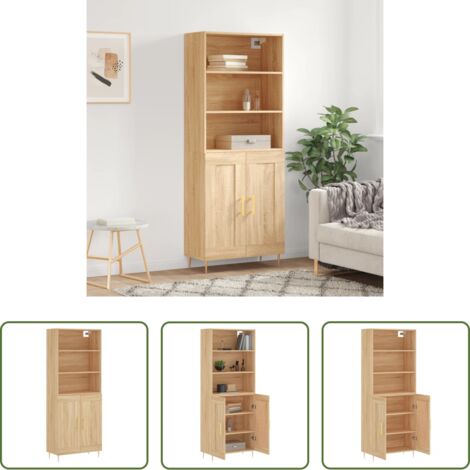 Credenza in legno multistrato -  Credenza Rovere Sonoma 69,5x34x180 cm in Legno Multistrato