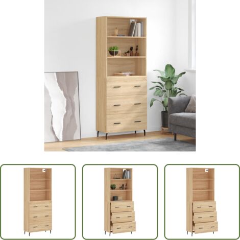Credenza in legno multistrato -  Credenza Rovere Sonoma 69,5x34x180 cm in Legno Multistrato