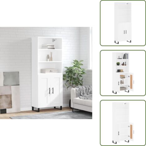 Credenza in legno multistrato - vidaXL Credenza Bianca 69,5x34x180 cm in Legno Multistrato - Credenza con ante