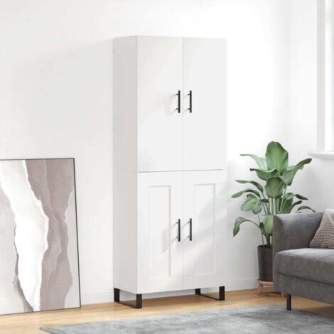Credenza in legno multistrato - vidaXL Credenza Bianca 69,5x34x180 cm in Legno Multistrato - Credenza con piedini in metallo